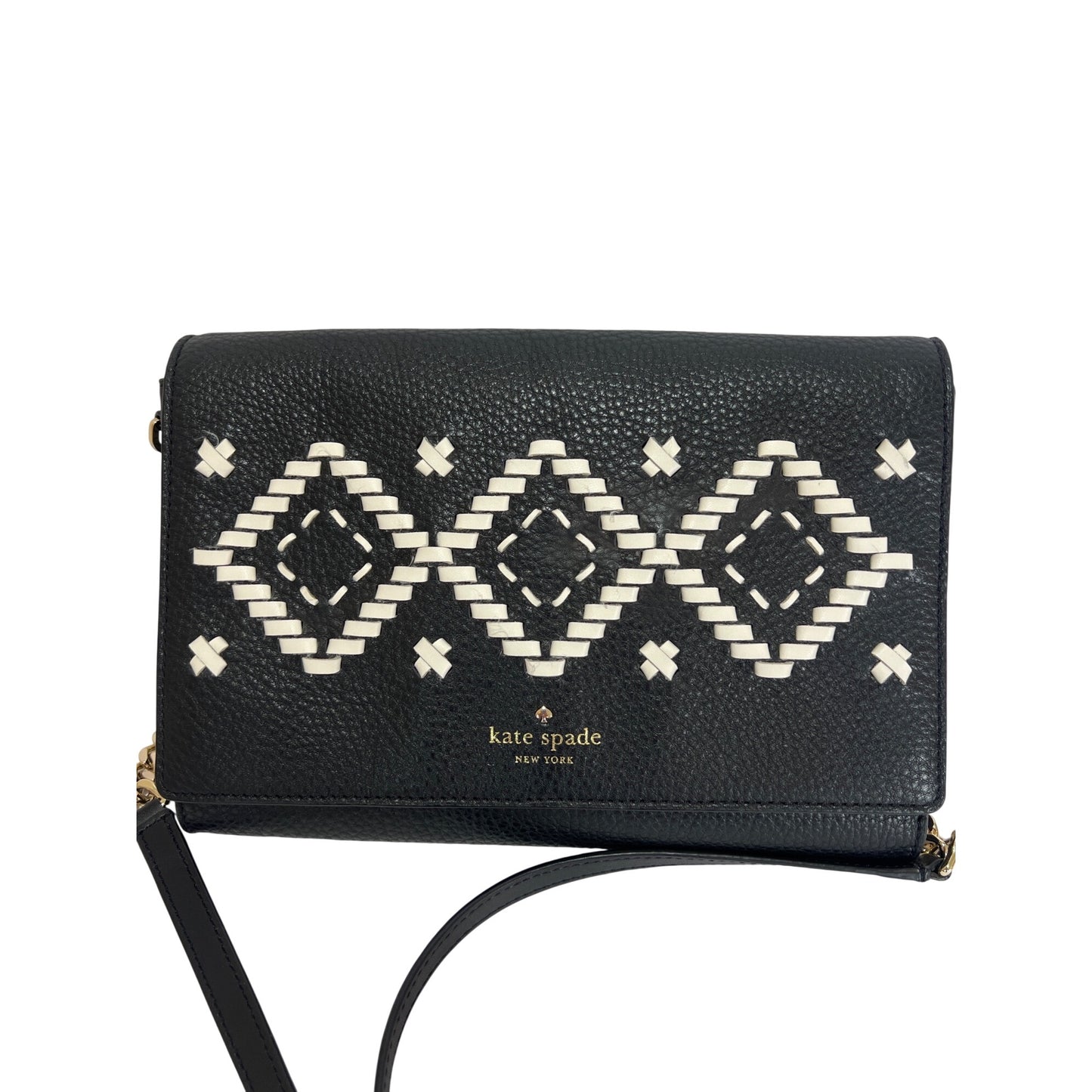 Kate Spade Flynn Street Valencia Black & White Leather Crossbody Purse