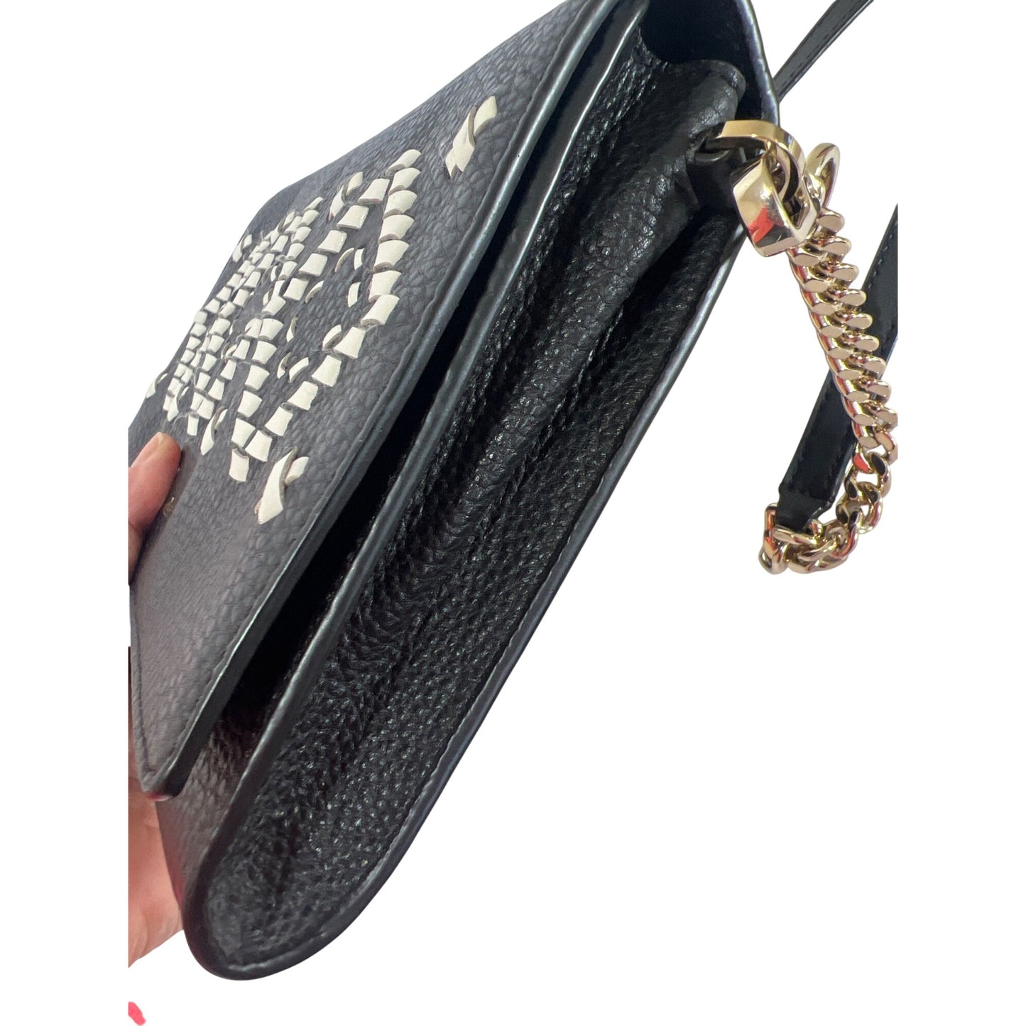 Kate Spade Flynn Street Valencia Black & White Leather Crossbody Purse