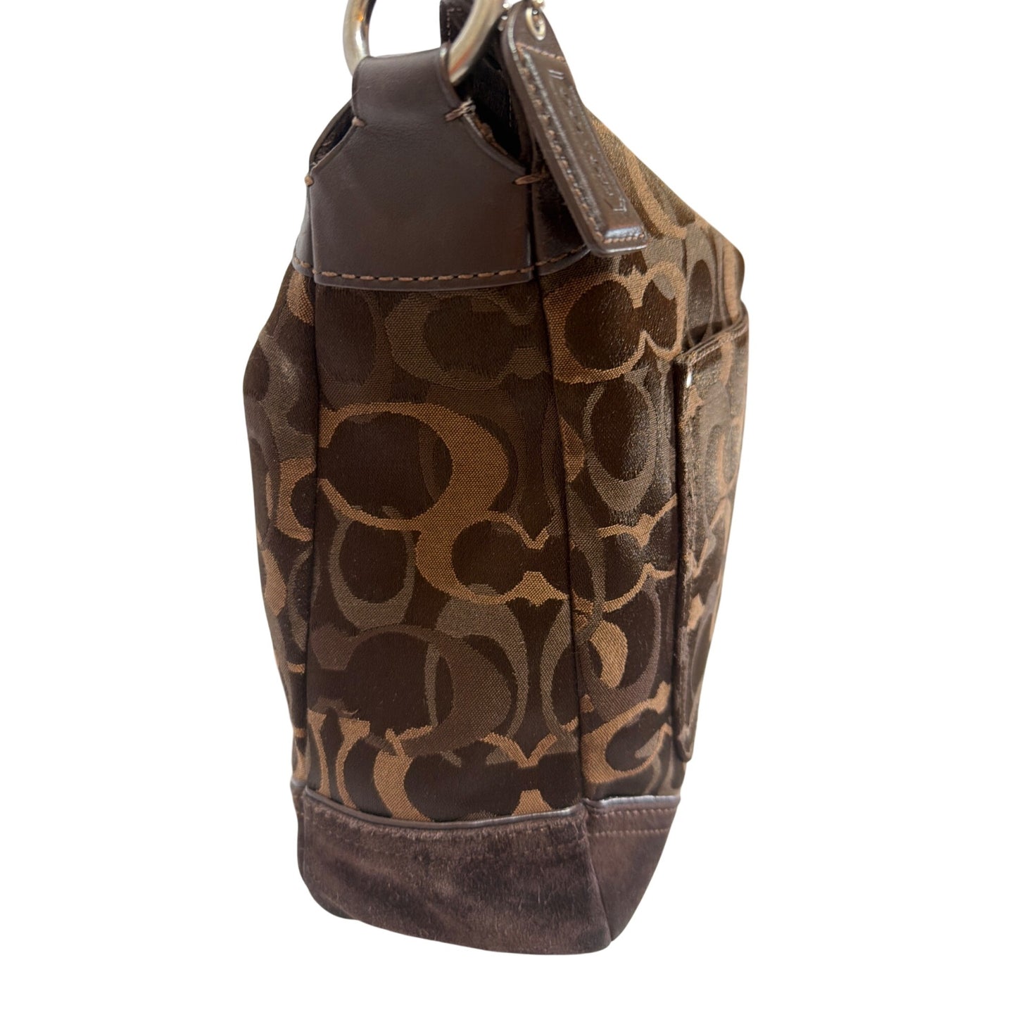Coach Vintage Y2K Optic Signature Brown Chelsea Turn Lock Hobo Purse