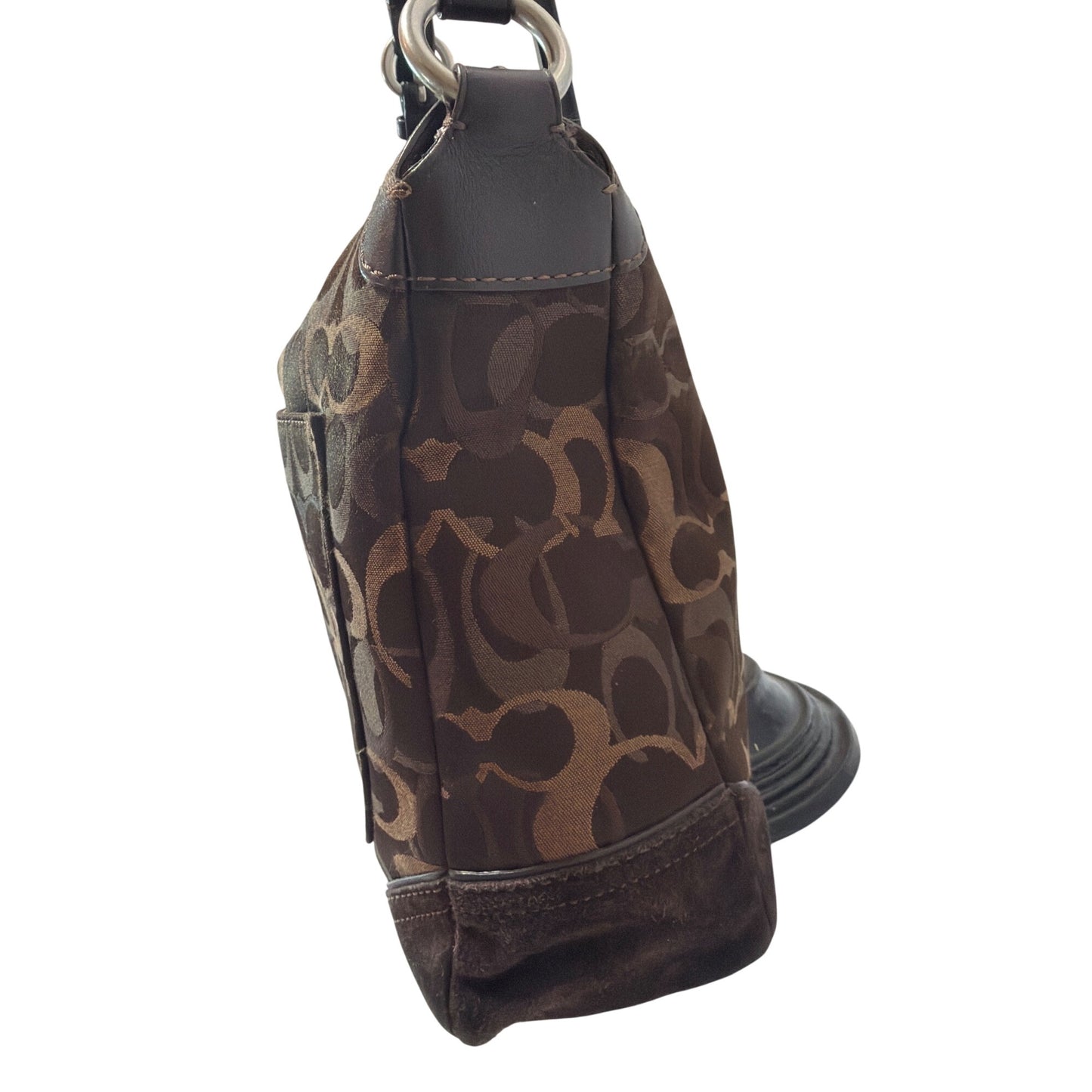 Coach Vintage Y2K Optic Signature Brown Chelsea Turn Lock Hobo Purse