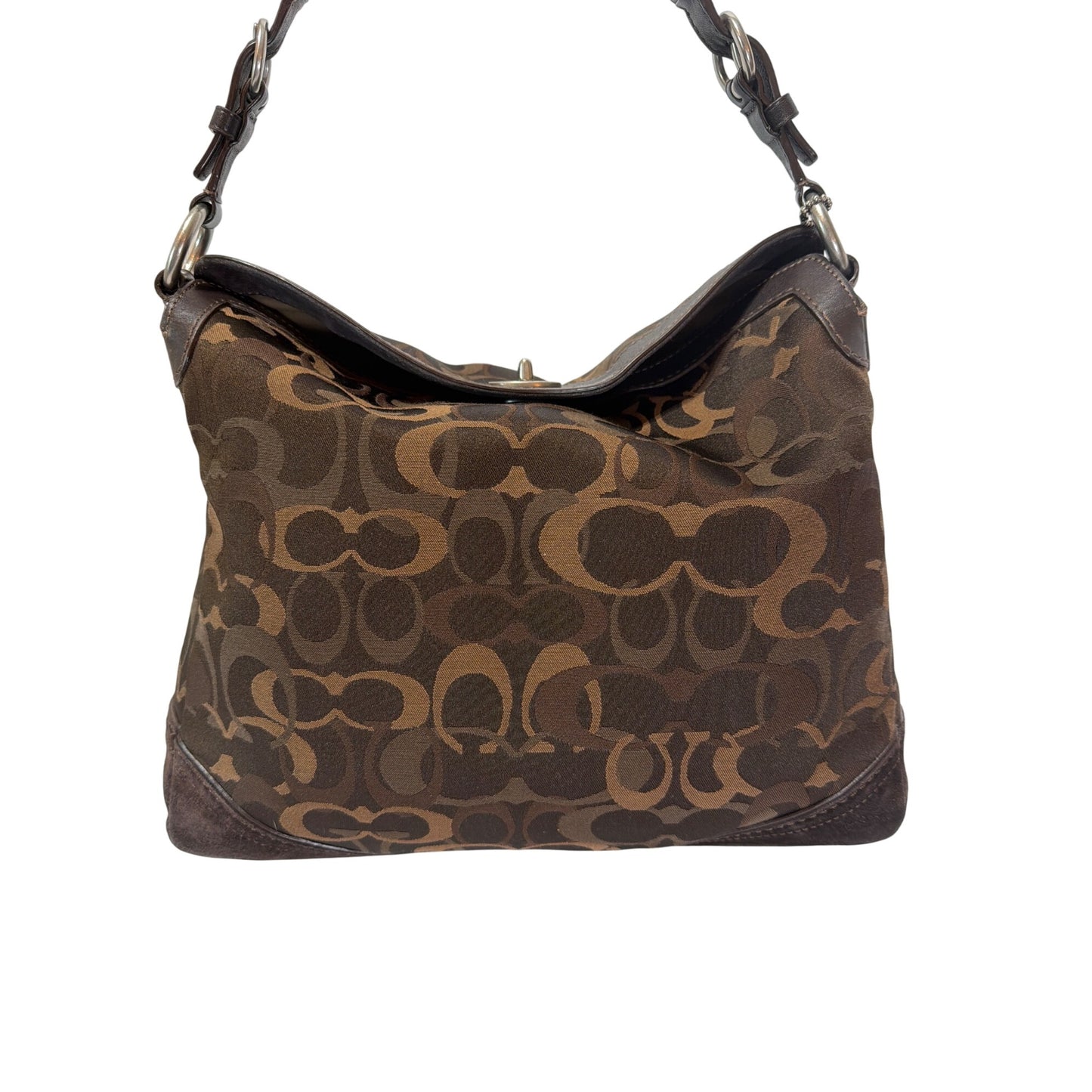 Coach Vintage Y2K Optic Signature Brown Chelsea Turn Lock Hobo Purse
