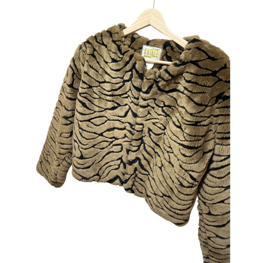 Duffel Vintage 90s Faux Fur Tiger Print Cropped Jacket Small