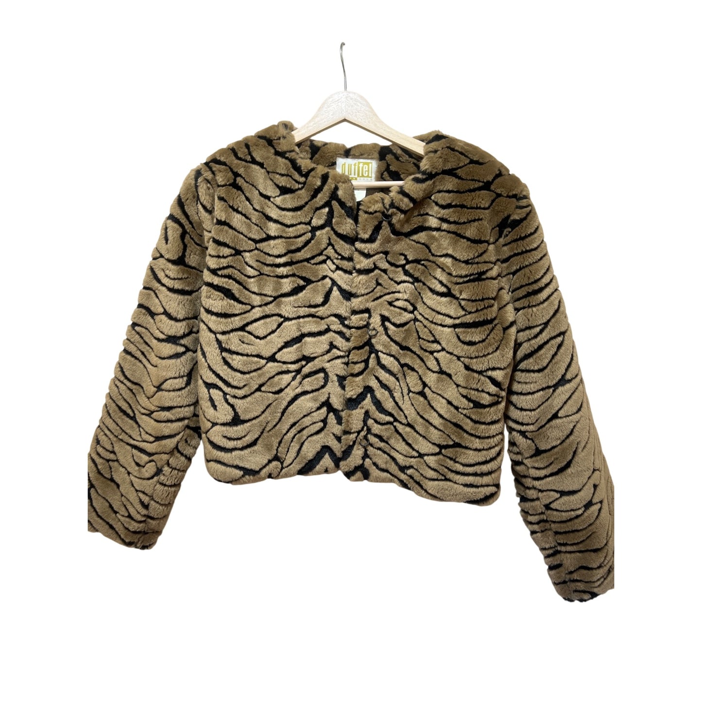 Duffel Vintage 90s Faux Fur Tiger Print Cropped Jacket Small