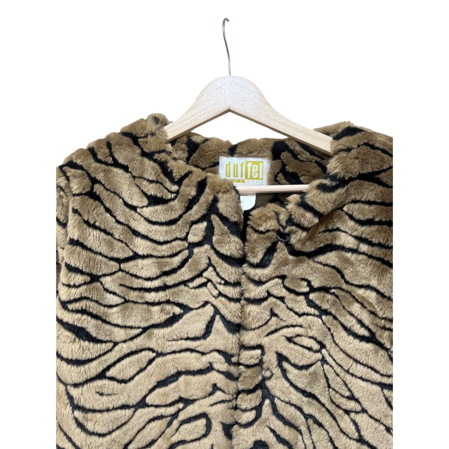 Duffel Vintage 90s Faux Fur Tiger Print Cropped Jacket Small