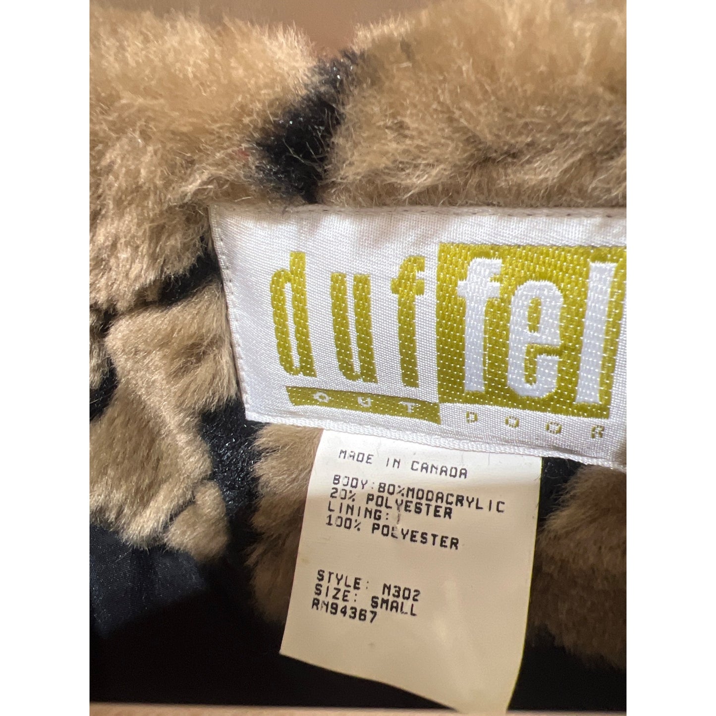 Duffel Vintage 90s Faux Fur Tiger Print Cropped Jacket Small