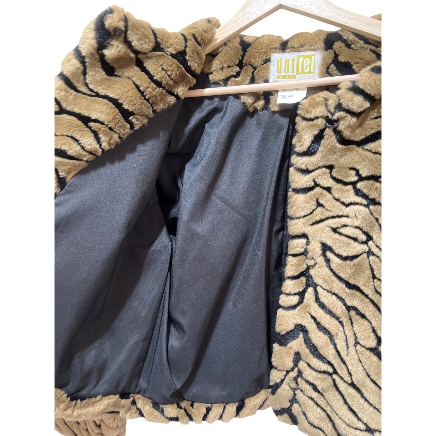 Duffel Vintage 90s Faux Fur Tiger Print Cropped Jacket Small
