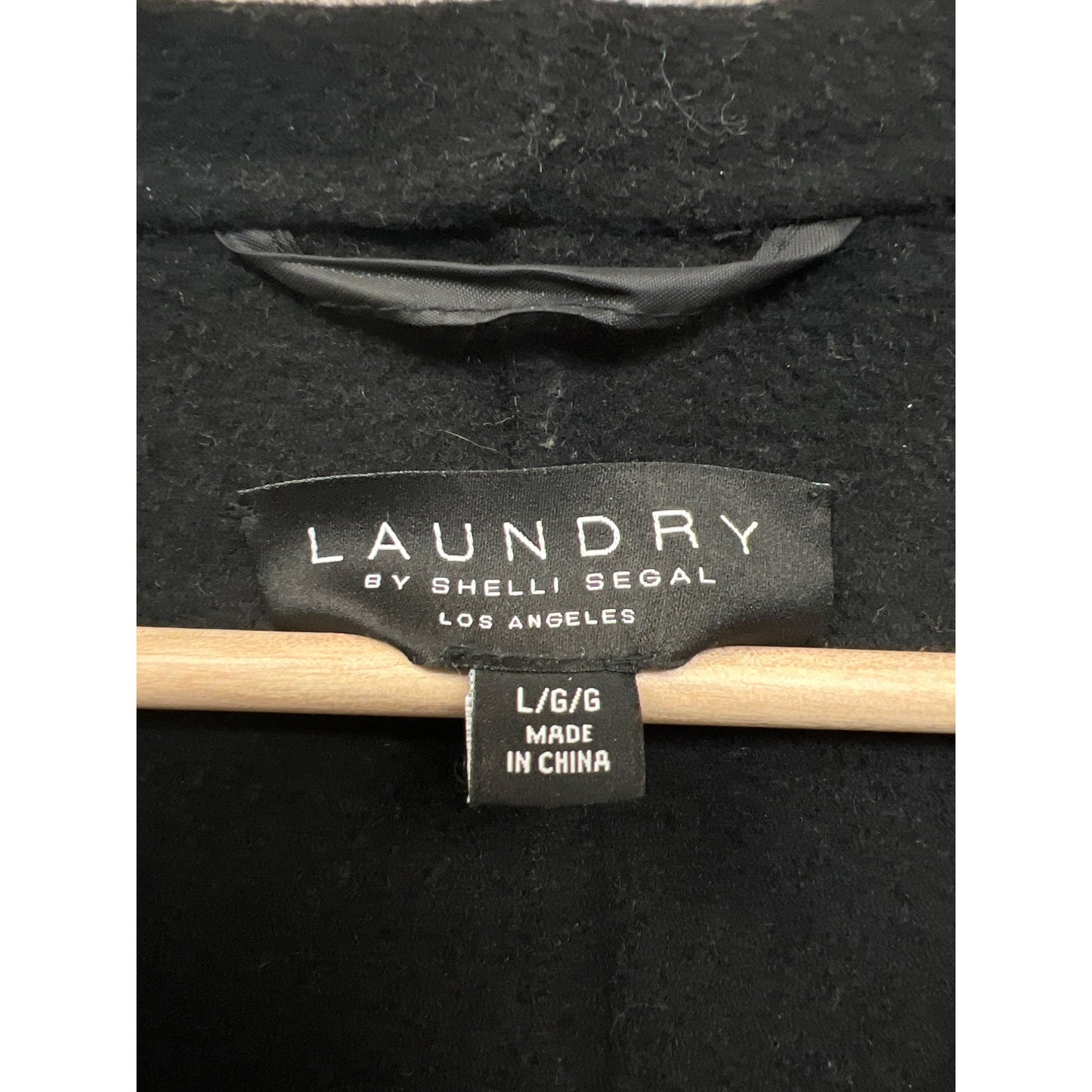 Laundry by Shelli Segal Black Wool Waterfall Collar Dress Coat
