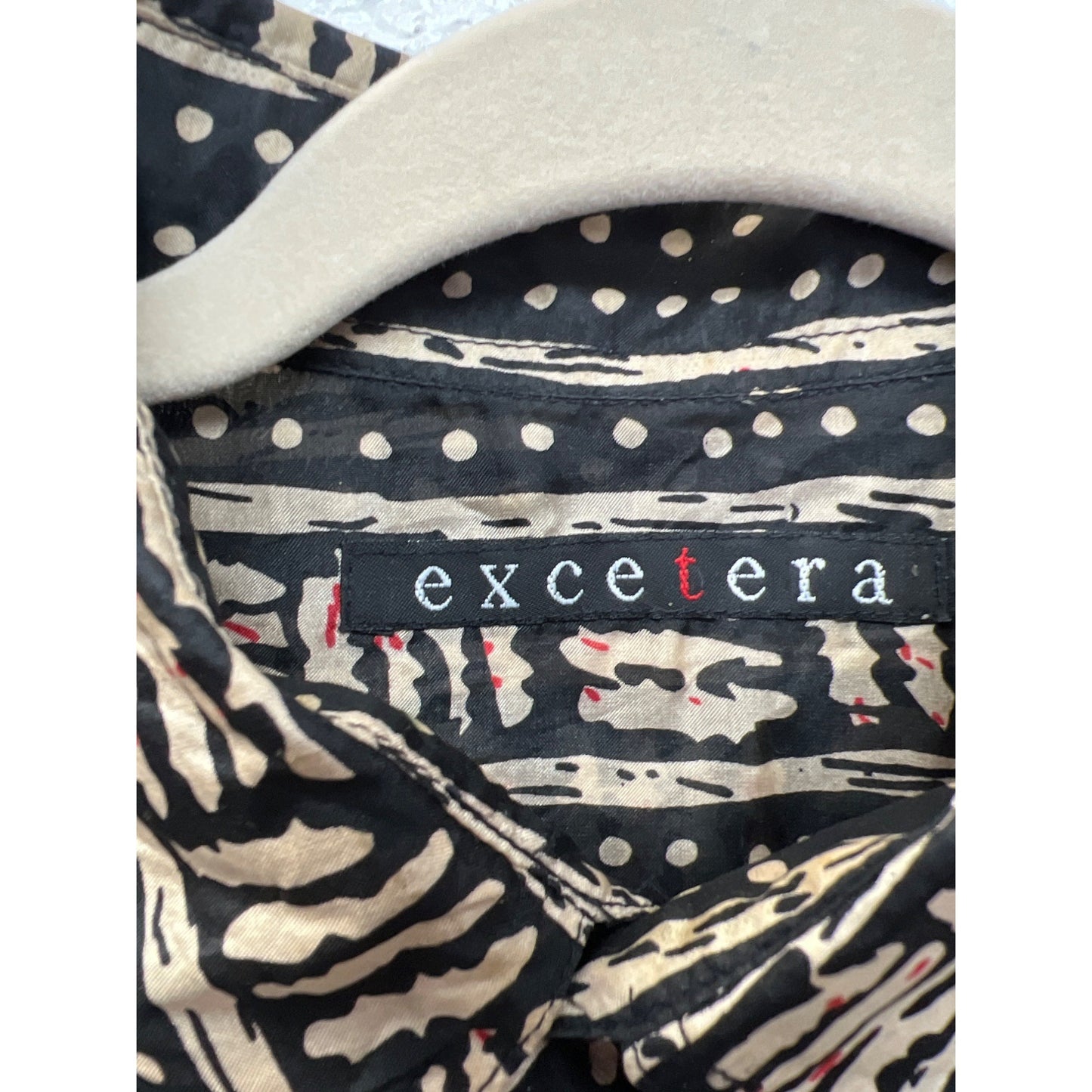 Excetera 100% Silk Short Sleeved Abstract Print Button Down Shirt