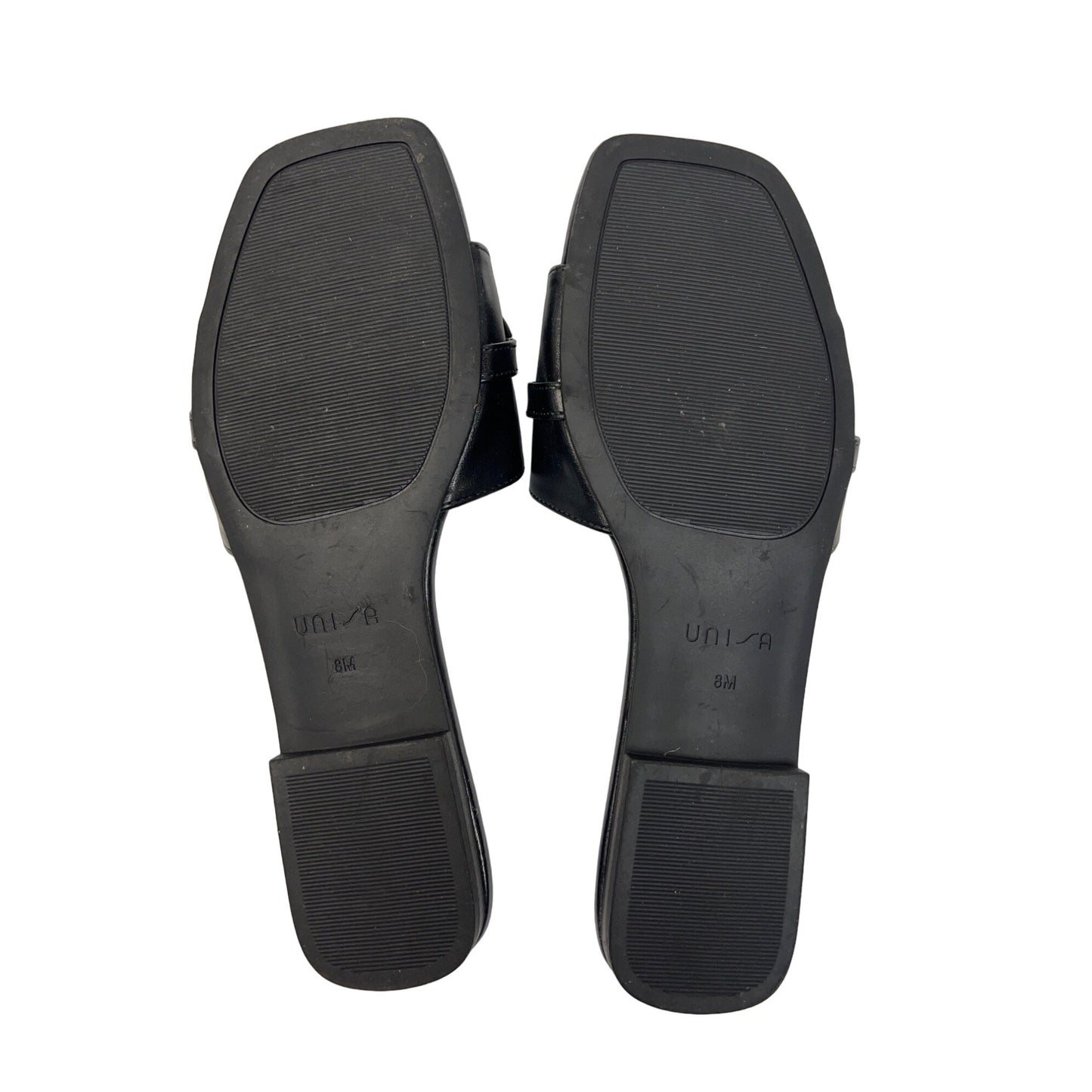 Unisa Black Sandal Flats with Black Chain Detail NWT