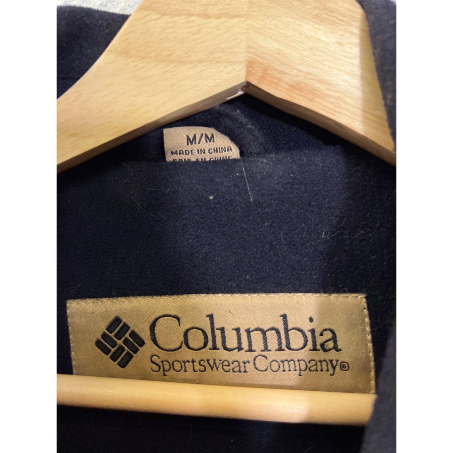 Columbia Vintage Navy Blue Wool Zip Button Peacoat