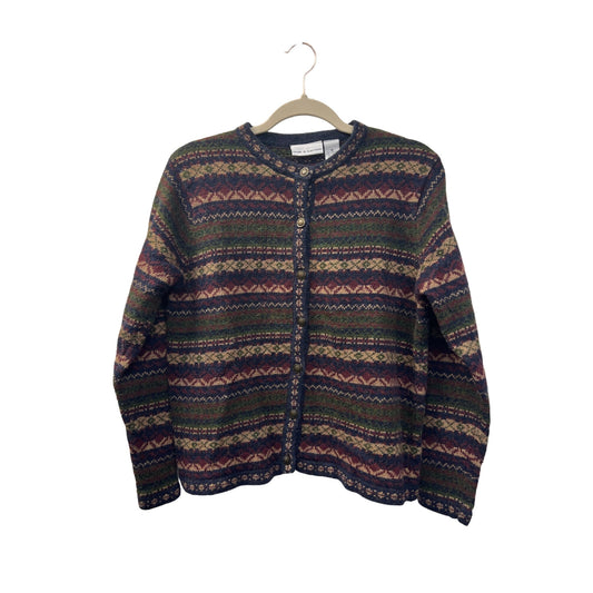 Croft & Barrow Vintage Fair Isle Wool Blend Cardigan Grandma Sweater
