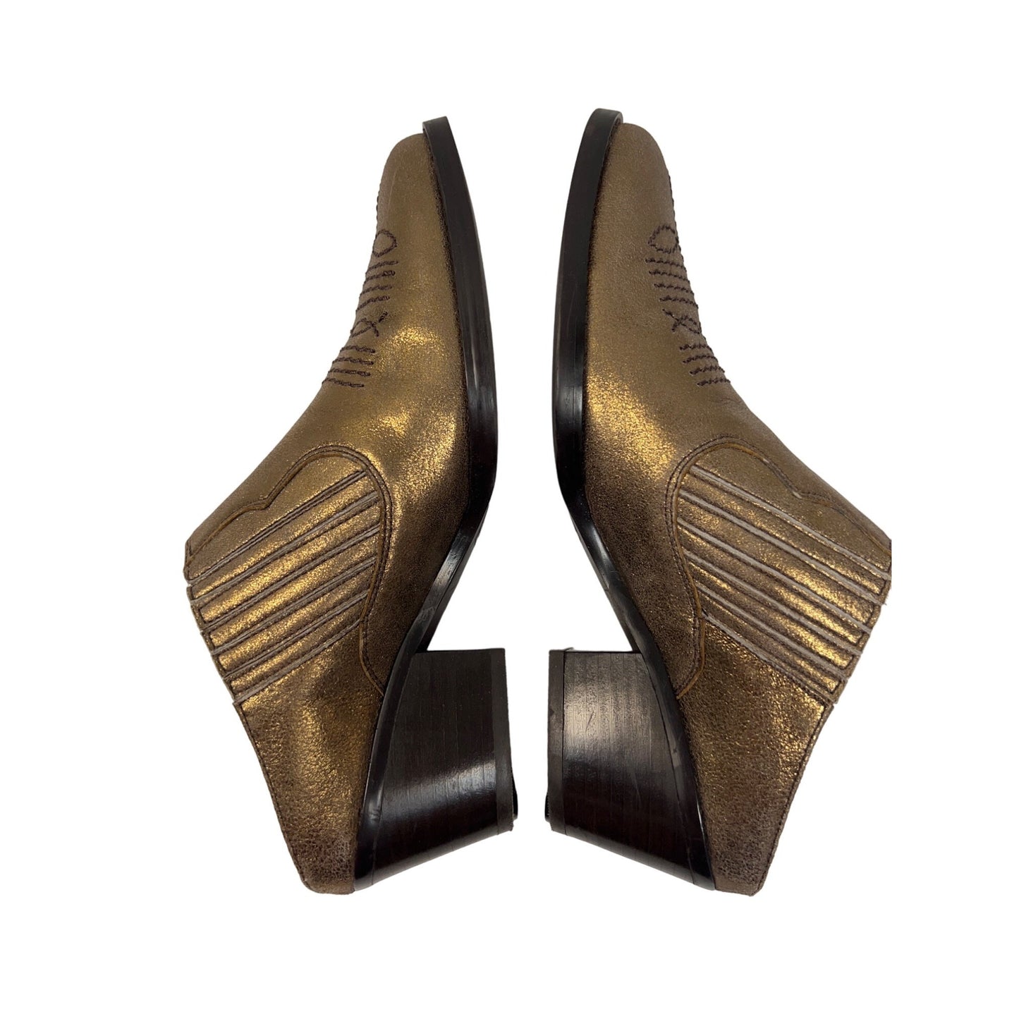Vaneli NWOT Gold Leather Western Mule Booties
