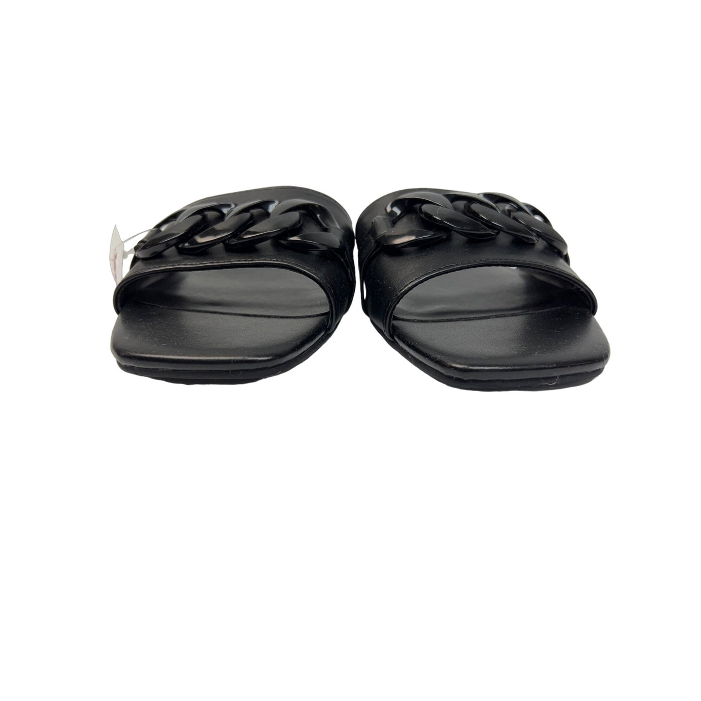 Unisa Black Sandal Flats with Black Chain Detail NWT