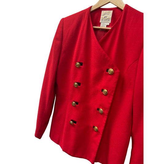 En Avance Vintage 80's Red Double-Breasted Military Style Blazer