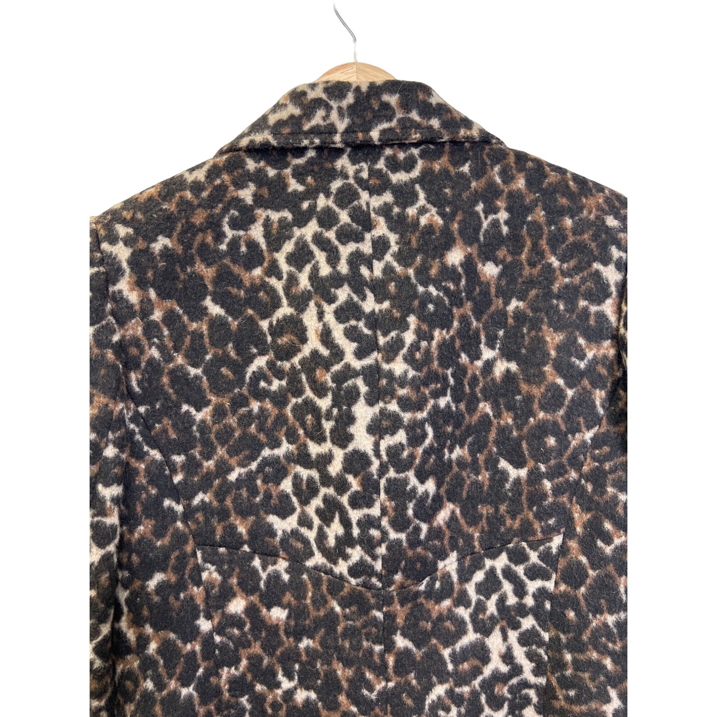 Via Spiga Stand Collar Wine Leopard Wool Blend Overcoat