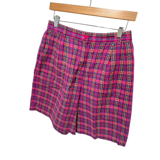 Vintage 90s EP Pro Womens Plaid Golf Shorts Pink & Green 100% Cotton Size 12