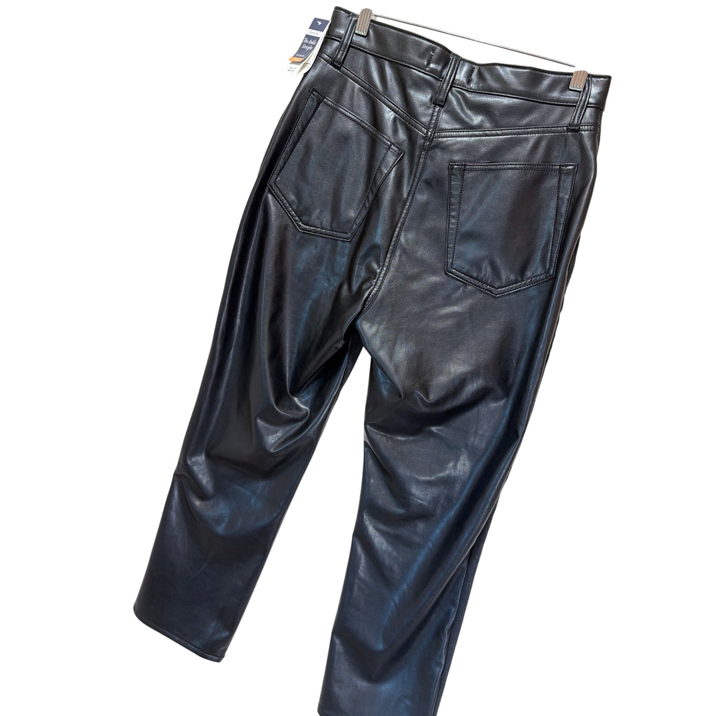 Abercrombie & Fitch NWT Ultra High Rise Ankle Straight Faux Leather Back Jeans Size 30