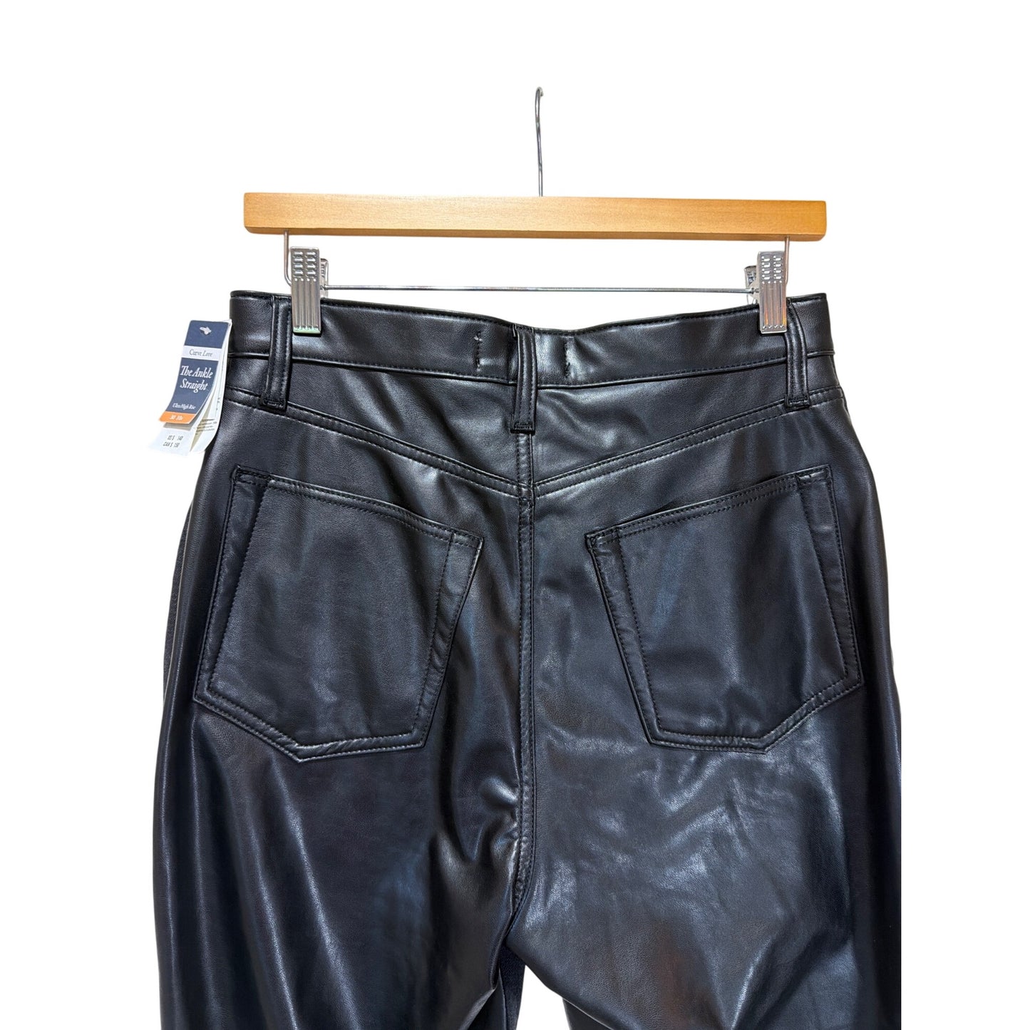 Abercrombie & Fitch NWT Ultra High Rise Ankle Straight Faux Leather Back Jeans Size 30