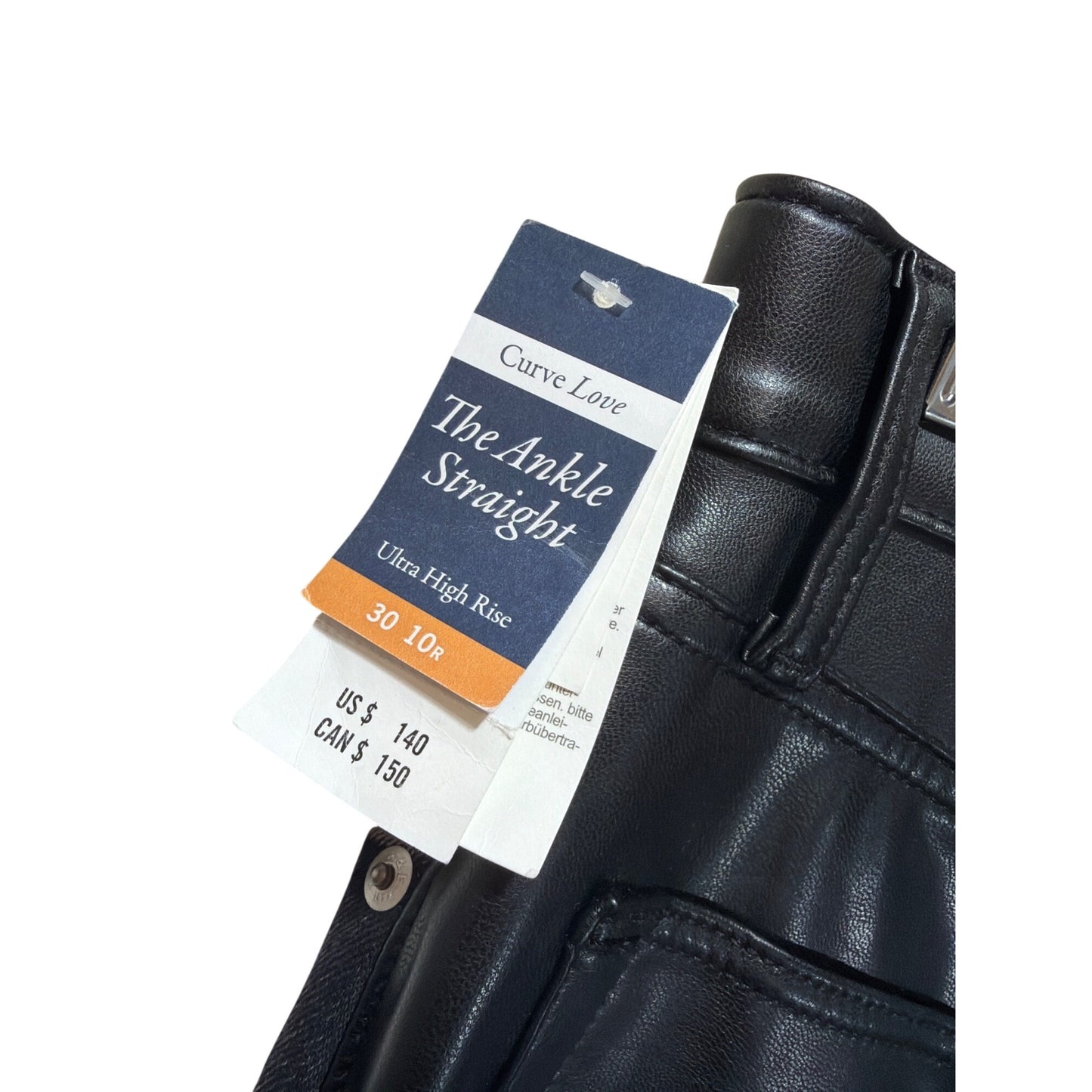 Abercrombie & Fitch NWT Ultra High Rise Ankle Straight Faux Leather Back Jeans Size 30