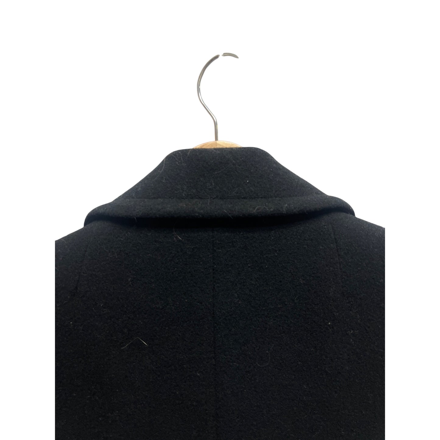 David N Petites Vintage Black Wool Blend Cropped Peacoat