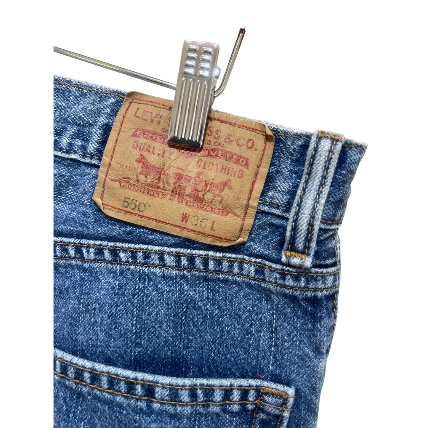 Levis Y2K 550 Mens Relaxed Fit Blue Denim Jean Shorts Jorts Size 36