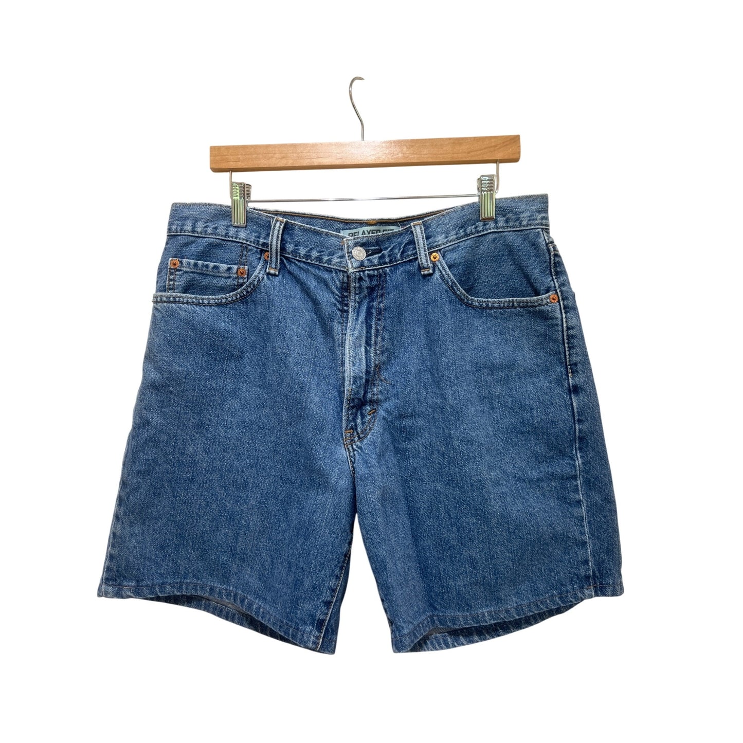Levis Y2K 550 Mens Relaxed Fit Blue Denim Jean Shorts Jorts Size 36