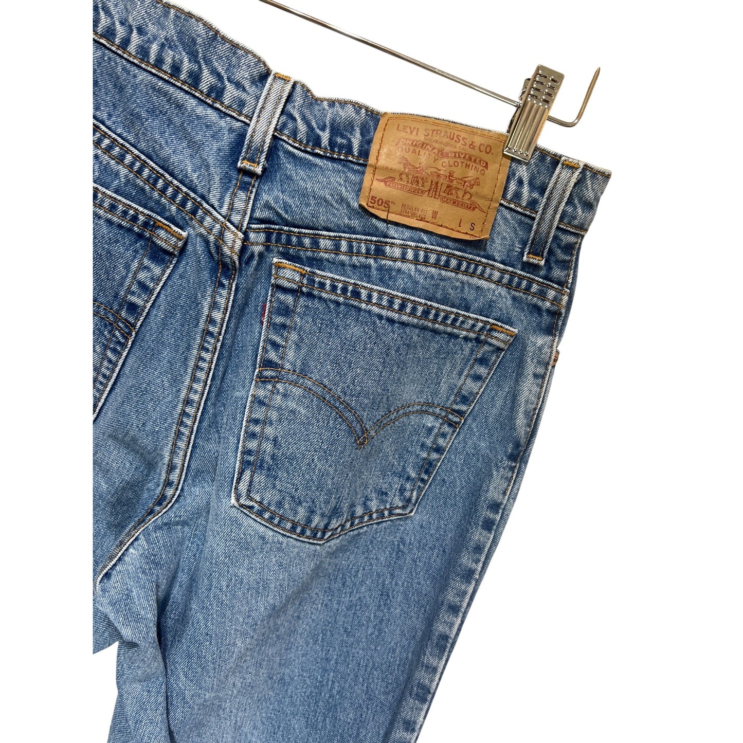 Levis 505 Regular Fit Straight Leg Jeans 11 Short Vintage 90s USA Denim Classic Blue