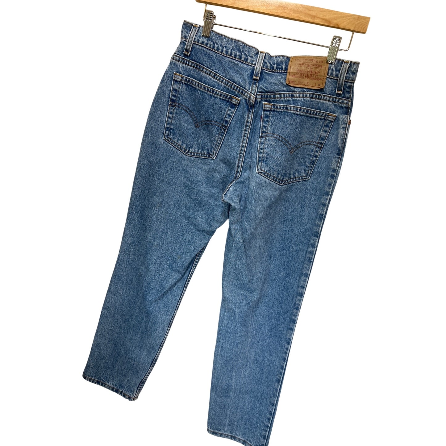 Levis 505 Regular Fit Straight Leg Jeans 11 Short Vintage 90s USA Denim Classic Blue
