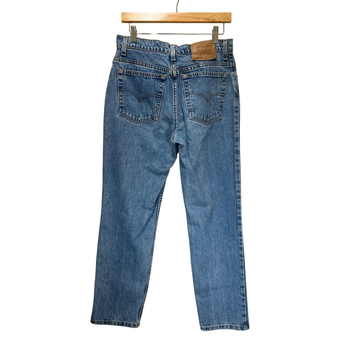 Levis 505 Regular Fit Straight Leg Jeans 11 Short Vintage 90s USA Denim Classic Blue