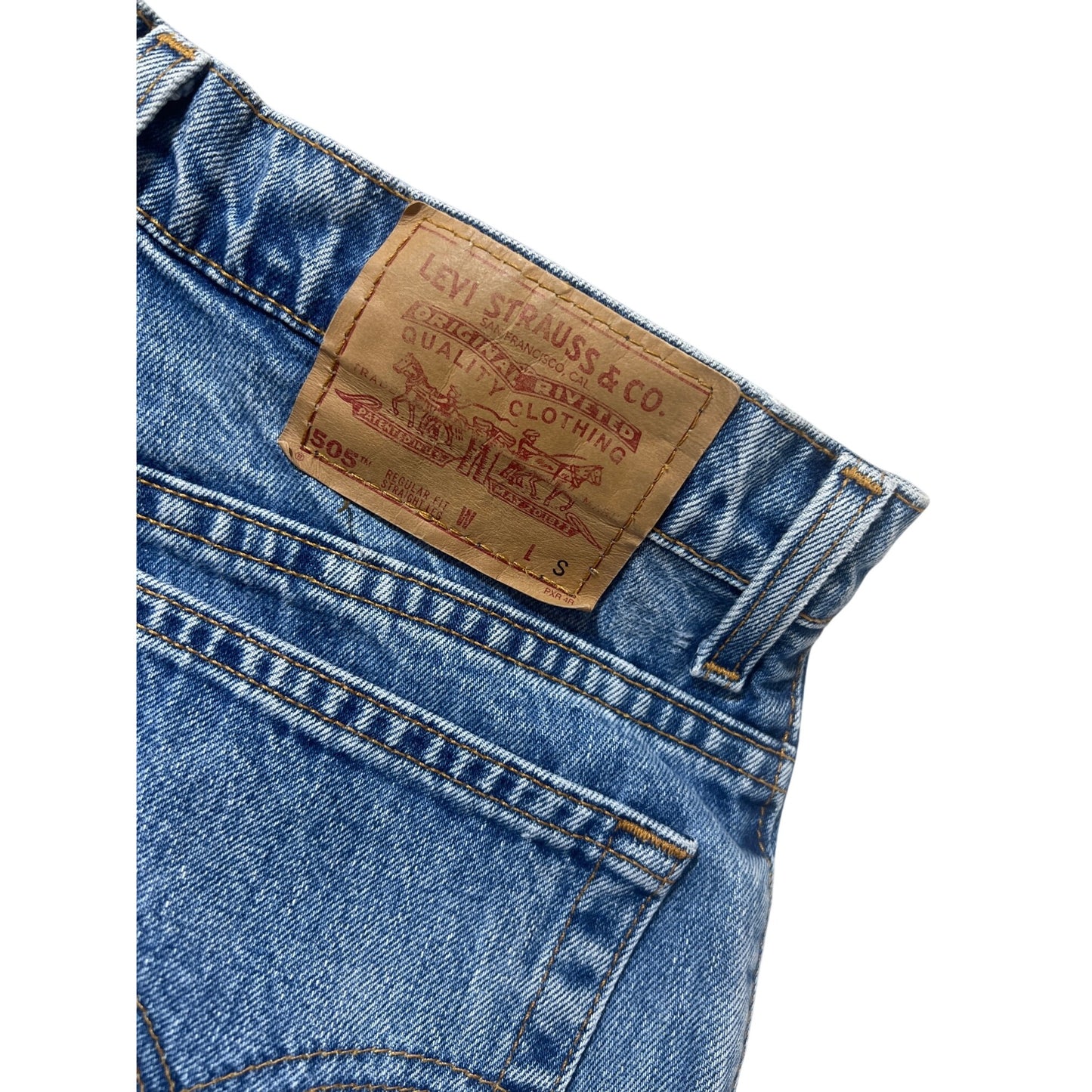 Levis 505 Regular Fit Straight Leg Jeans 11 Short Vintage 90s USA Denim Classic Blue