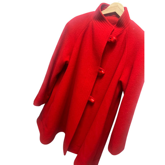 Unbranded Vintage 80's Red Wool Satin Lined Swing Coat