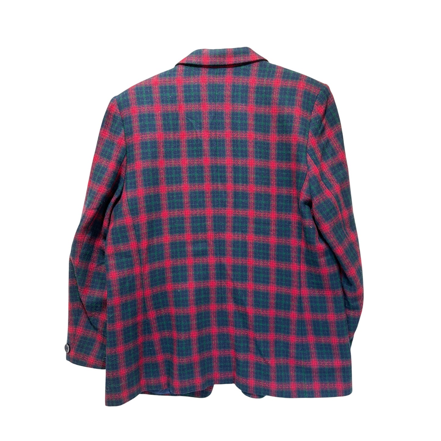 Joan Leslie Vintage 90s Single Breasted Holiday Tartan Plaid Blazer Wool Blend Red Green