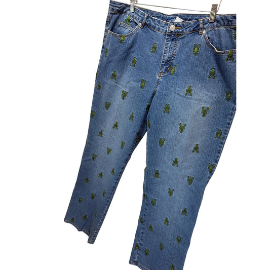 Lilly Pulitzer Vintage Y2K Embroidered Green Lobster Denim Jeans
