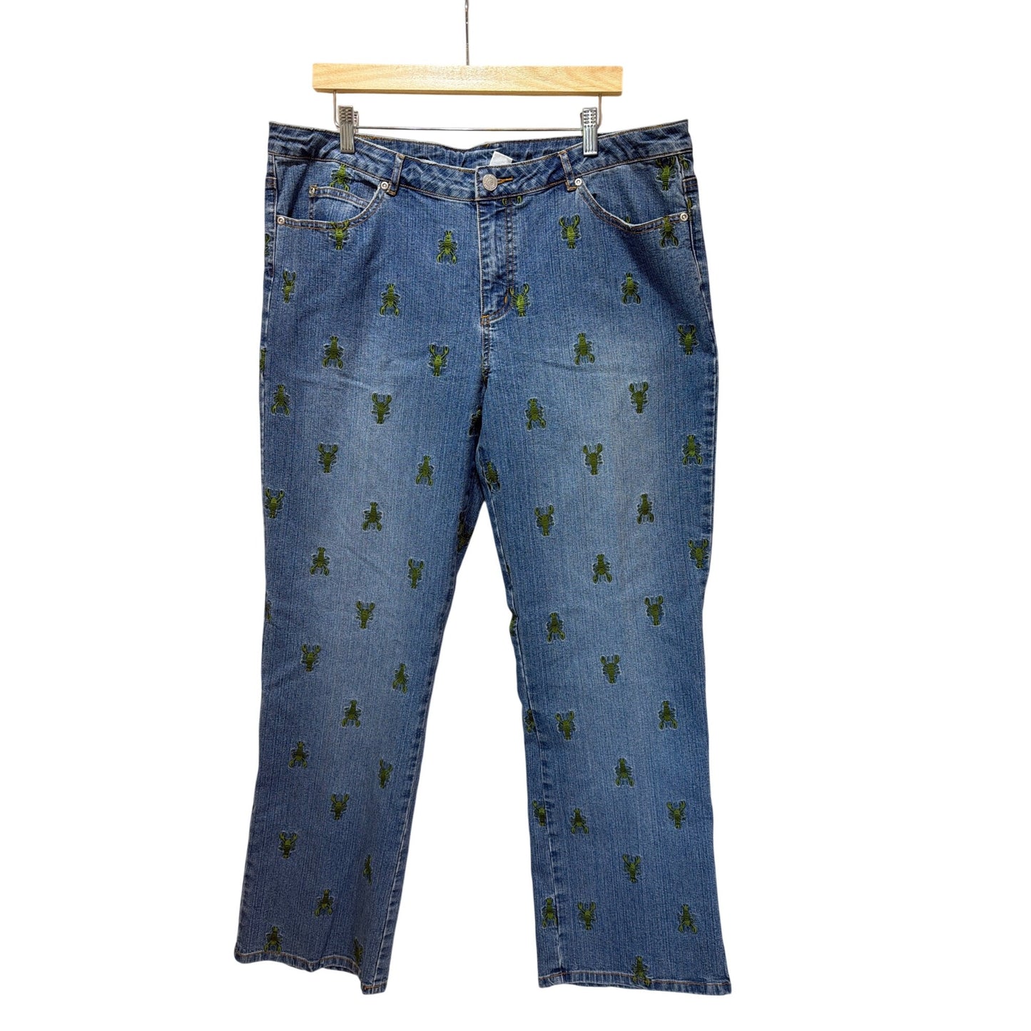 Lilly Pulitzer Vintage Y2K Embroidered Green Lobster Denim Jeans