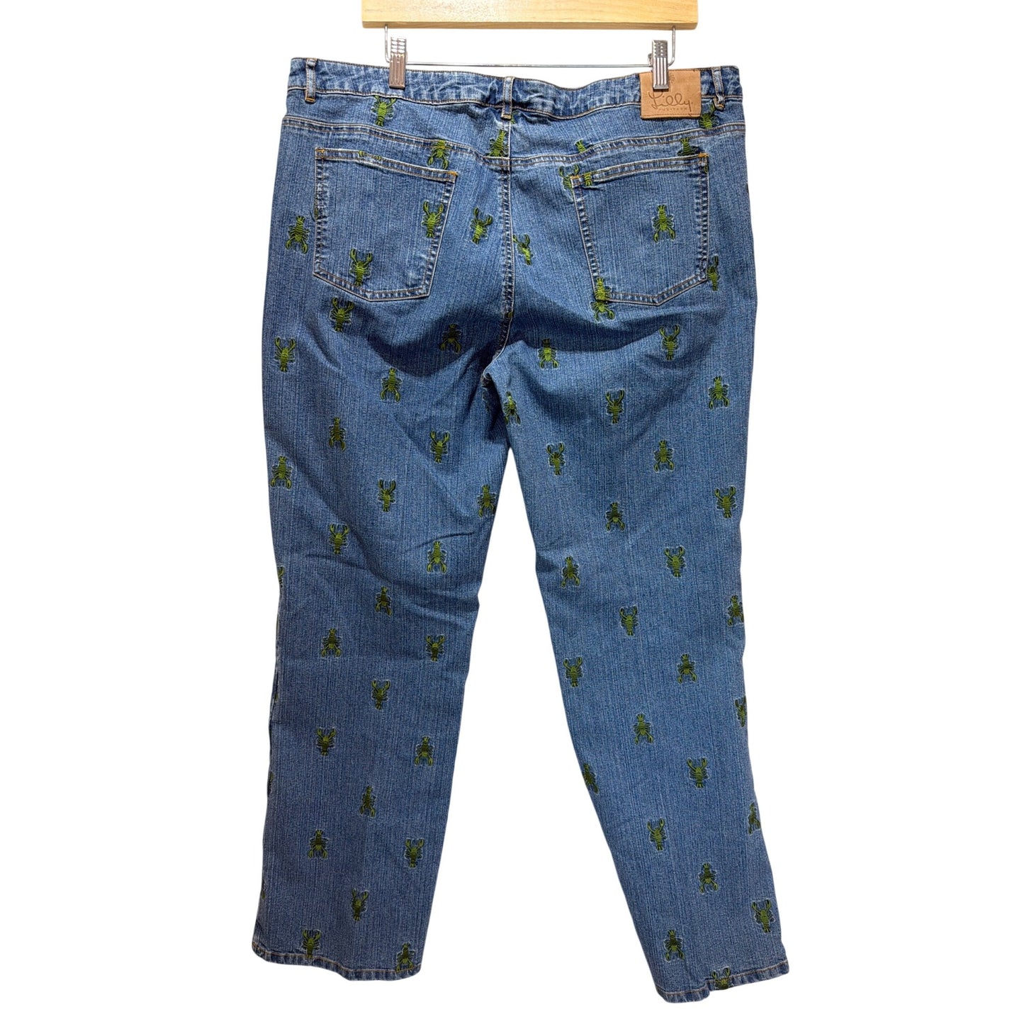 Lilly Pulitzer Vintage Y2K Embroidered Green Lobster Denim Jeans