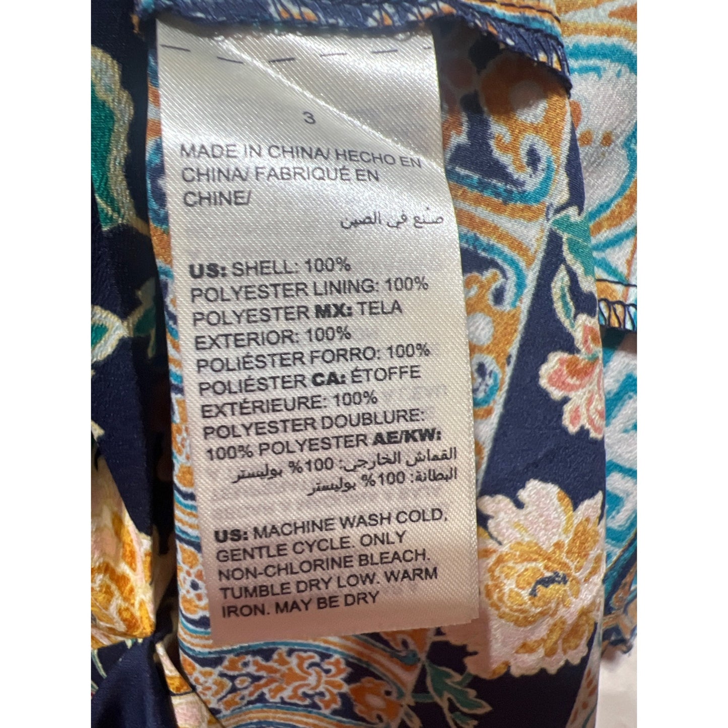 Chicos Navy Floral Border Print Maxi Muu Muu Dress Size 3 Kimono Sleeves Relaxed Fit