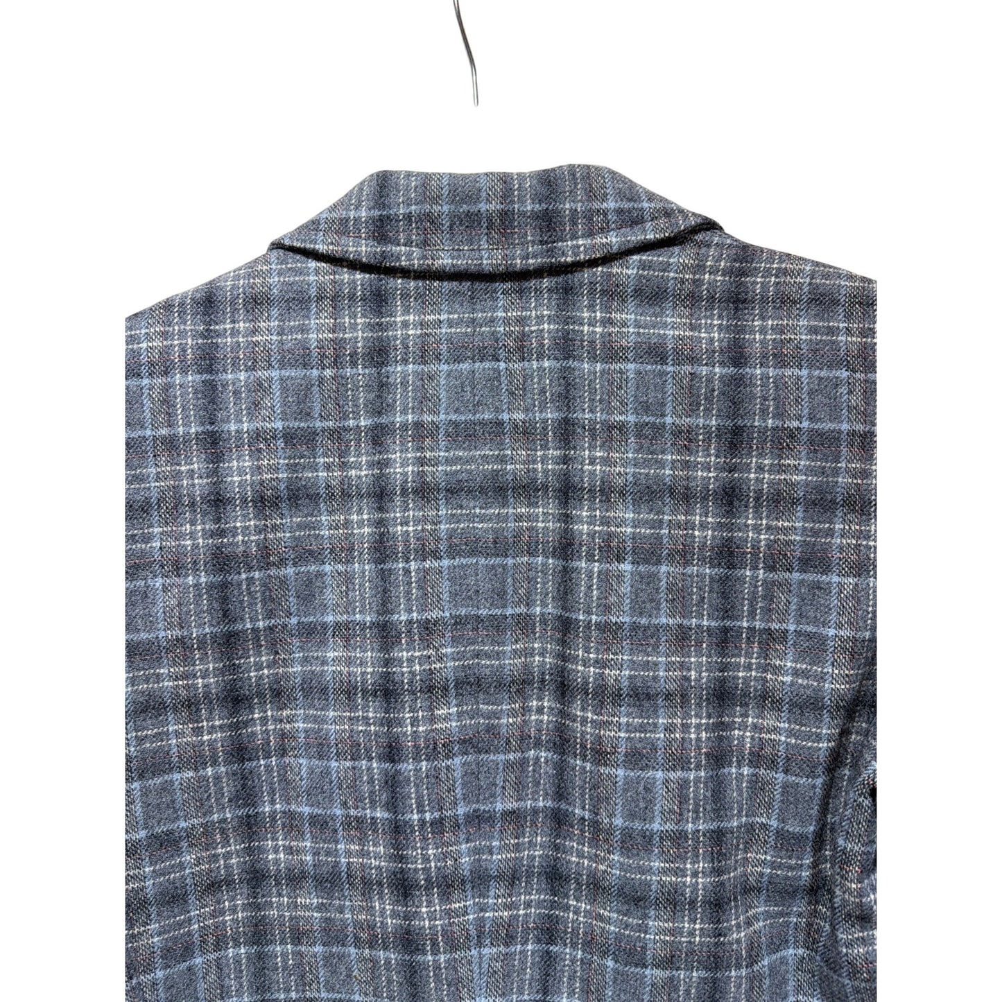 Pendleton Vintage 80s Gray Blue Tartan Plaid Cropped Tailored Blazer