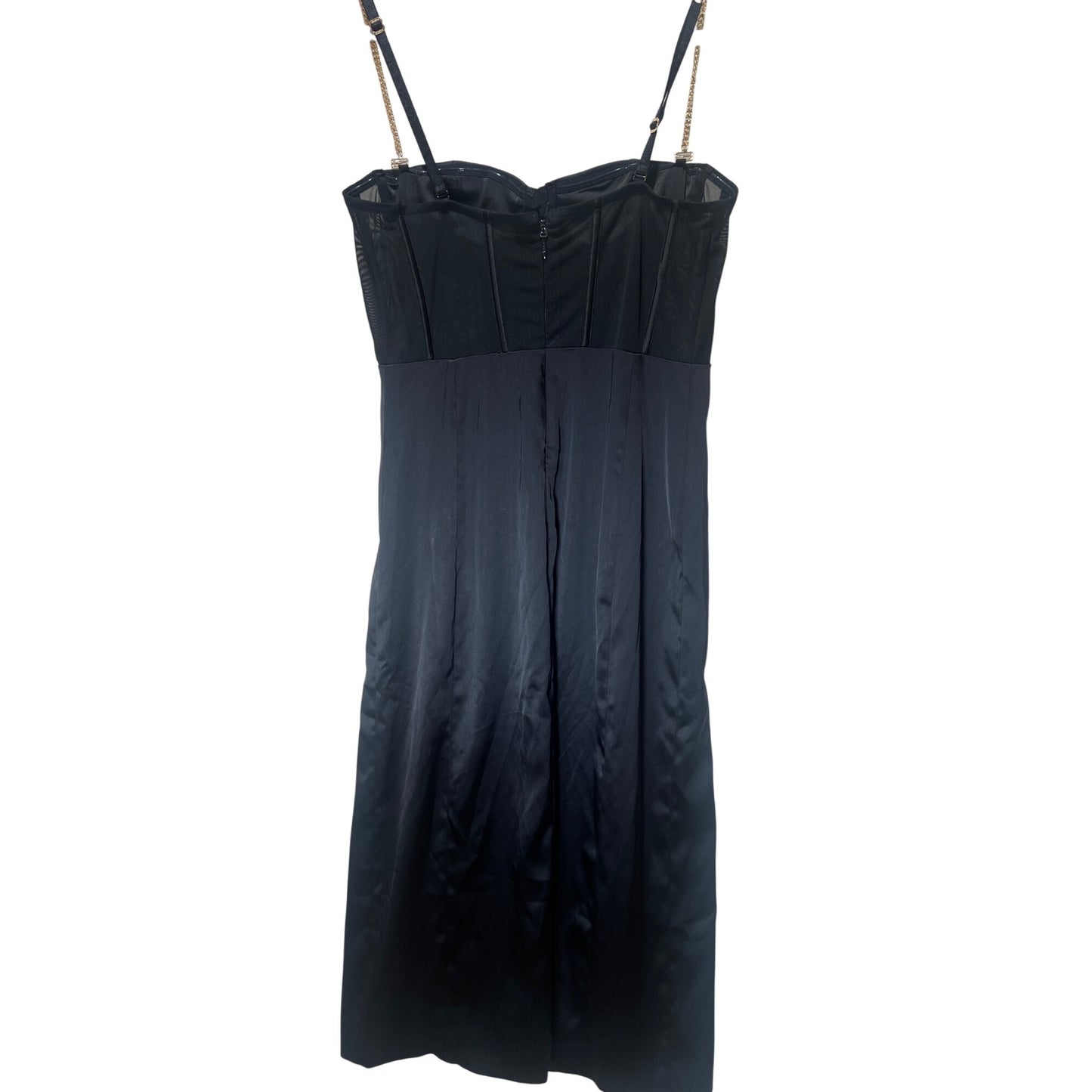 Meshki Talisa Chain Strap Satin Corset Dress With Side Slit - Black - Womens Eveningwear