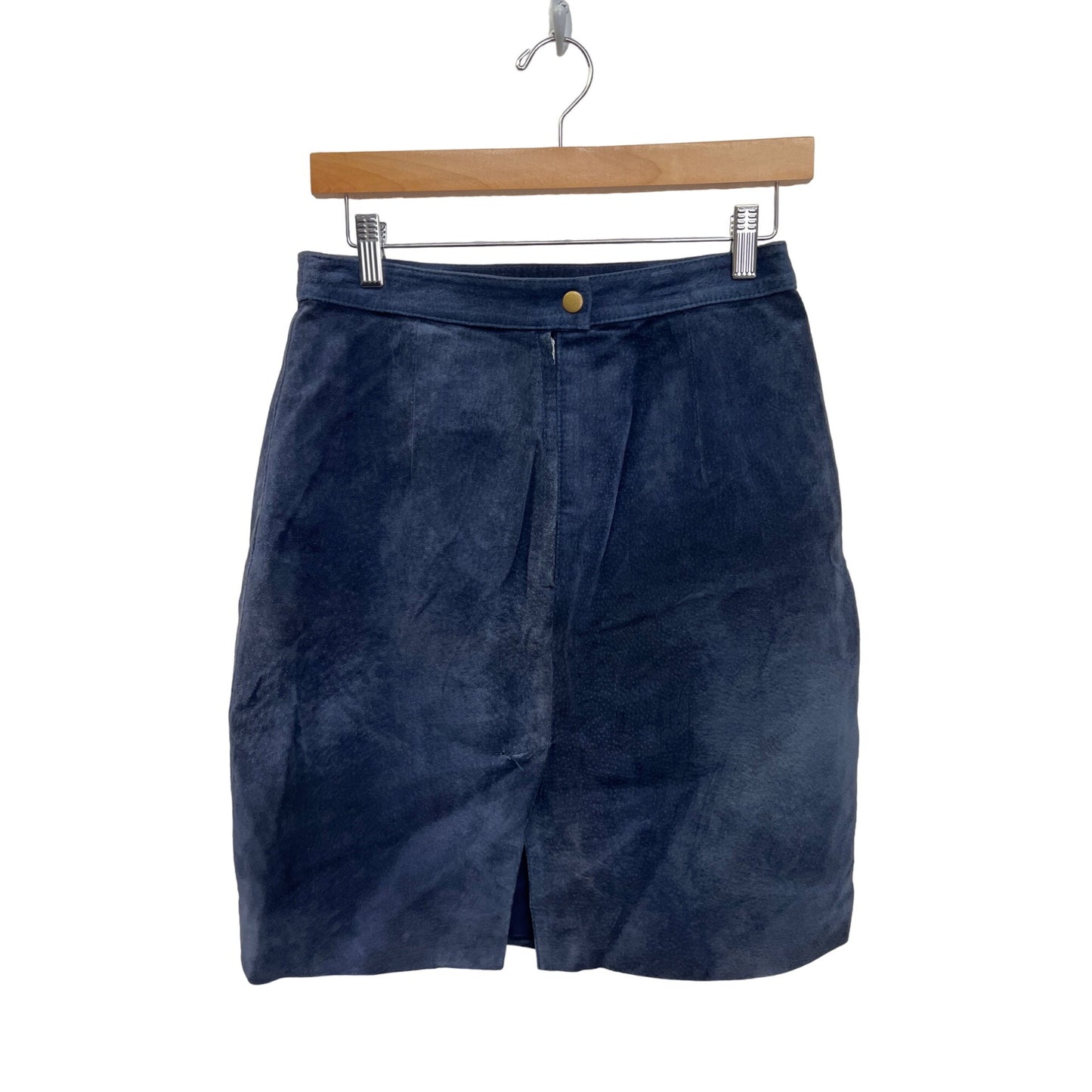 Rock Creek Vintage 80's Blue Suede Leather Pencil Skirt