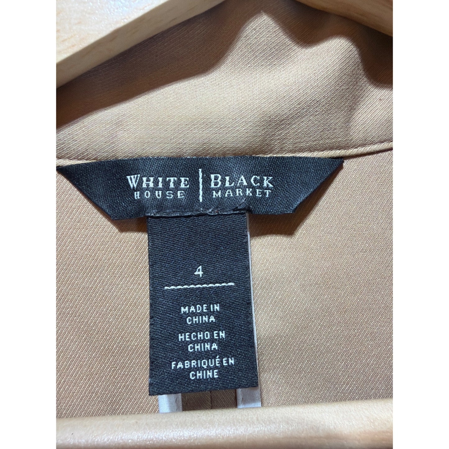 White House Black Market Womens Khaki Beige Belted Utility Jacket Blazer Size 4