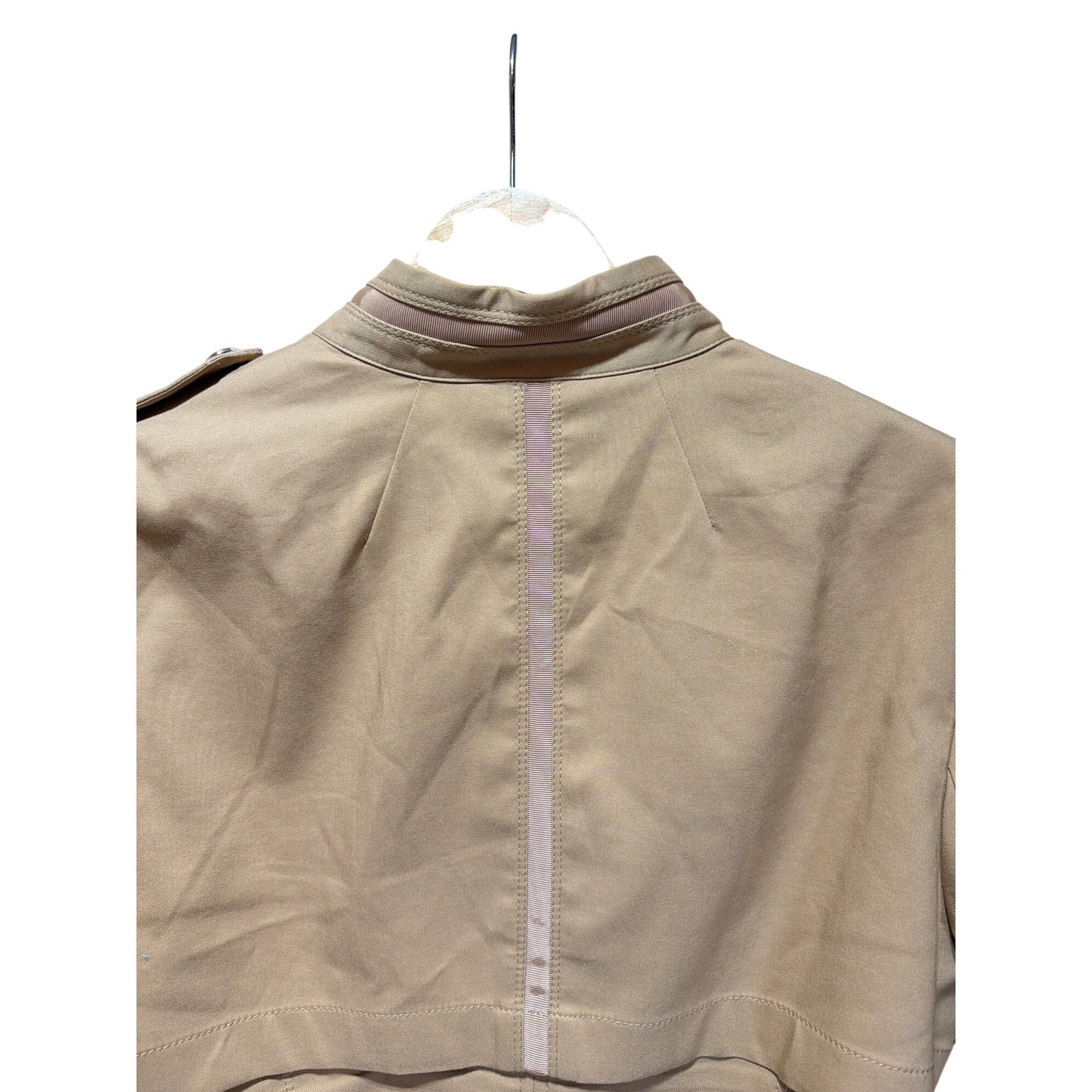 White House Black Market Womens Khaki Beige Belted Utility Jacket Blazer Size 4