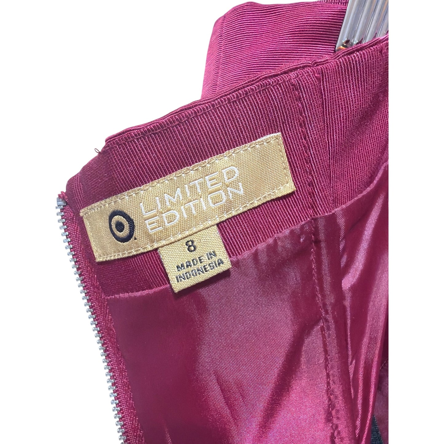 Target Limited Edition Strapless Wine Party Dress With Gold Back Zipper Closure