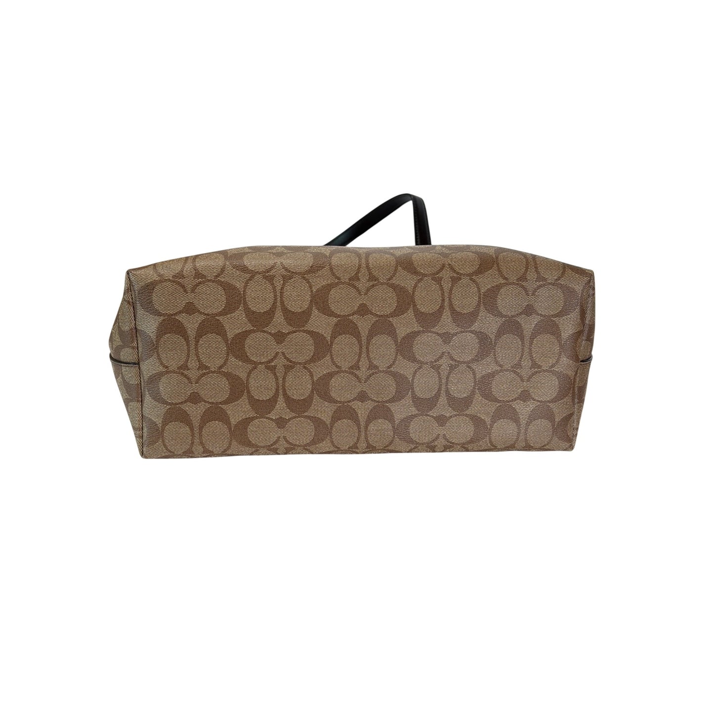 Coach Y2K Gallery Tote Khaki & Black Signature Monogram Canvas Front Pocket Gold Hardware Double Straps Zip Closure