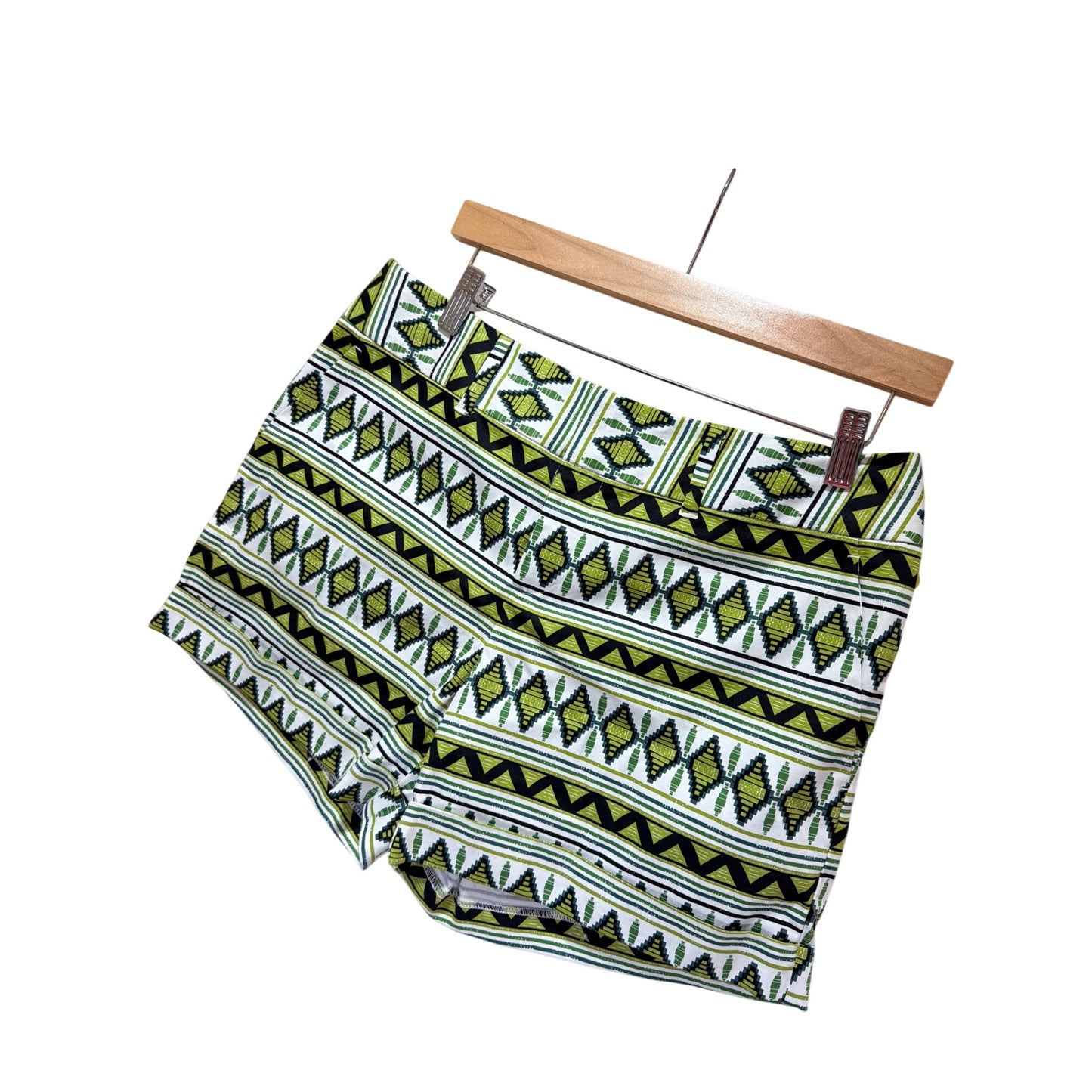 INC International Concepts Womens Green & White Tribal Print Regular Fit Shorts Size 10