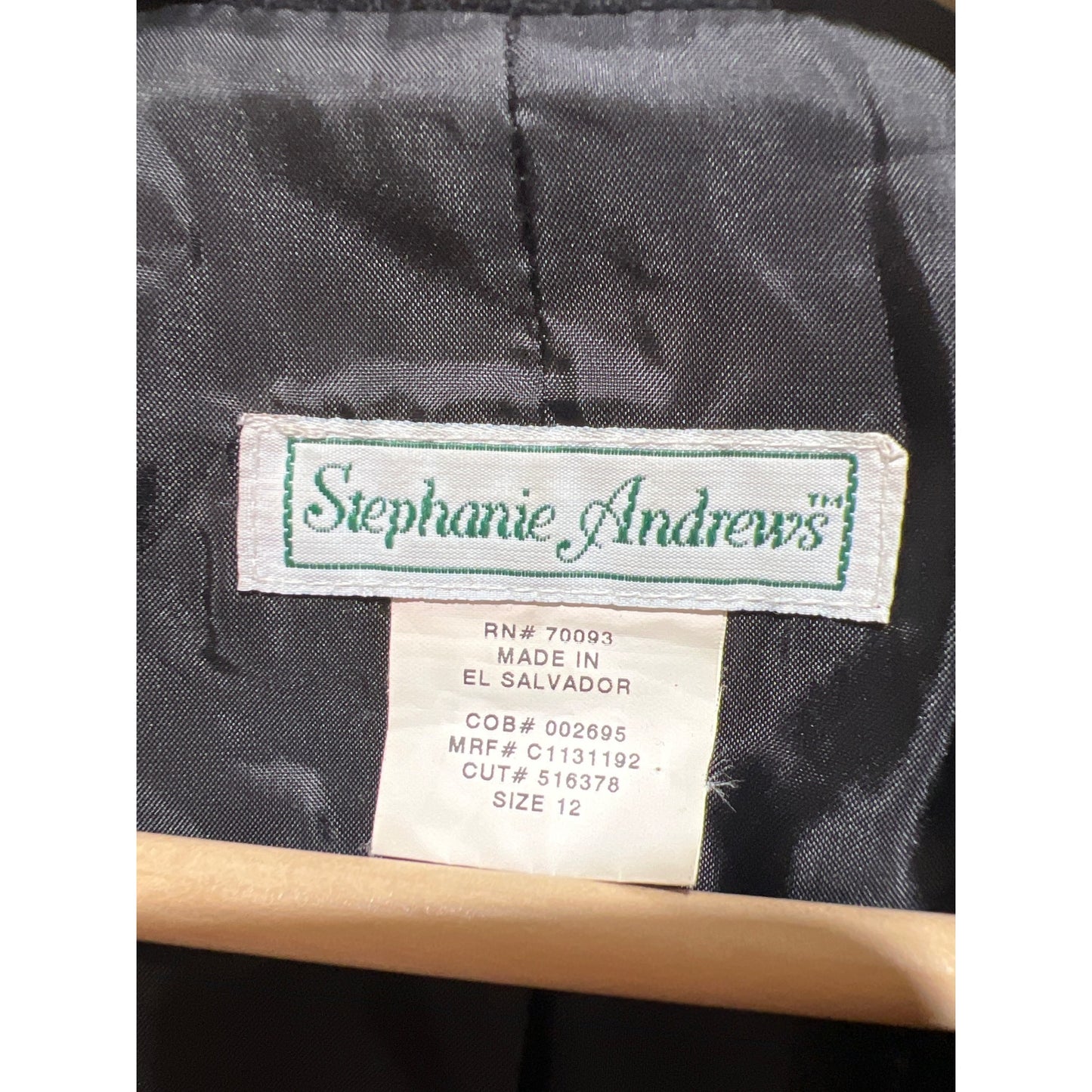 Stephanie Andrews Vintage 80's Black Double-Breasted Blazer With Gold Crest Buttons Size 12