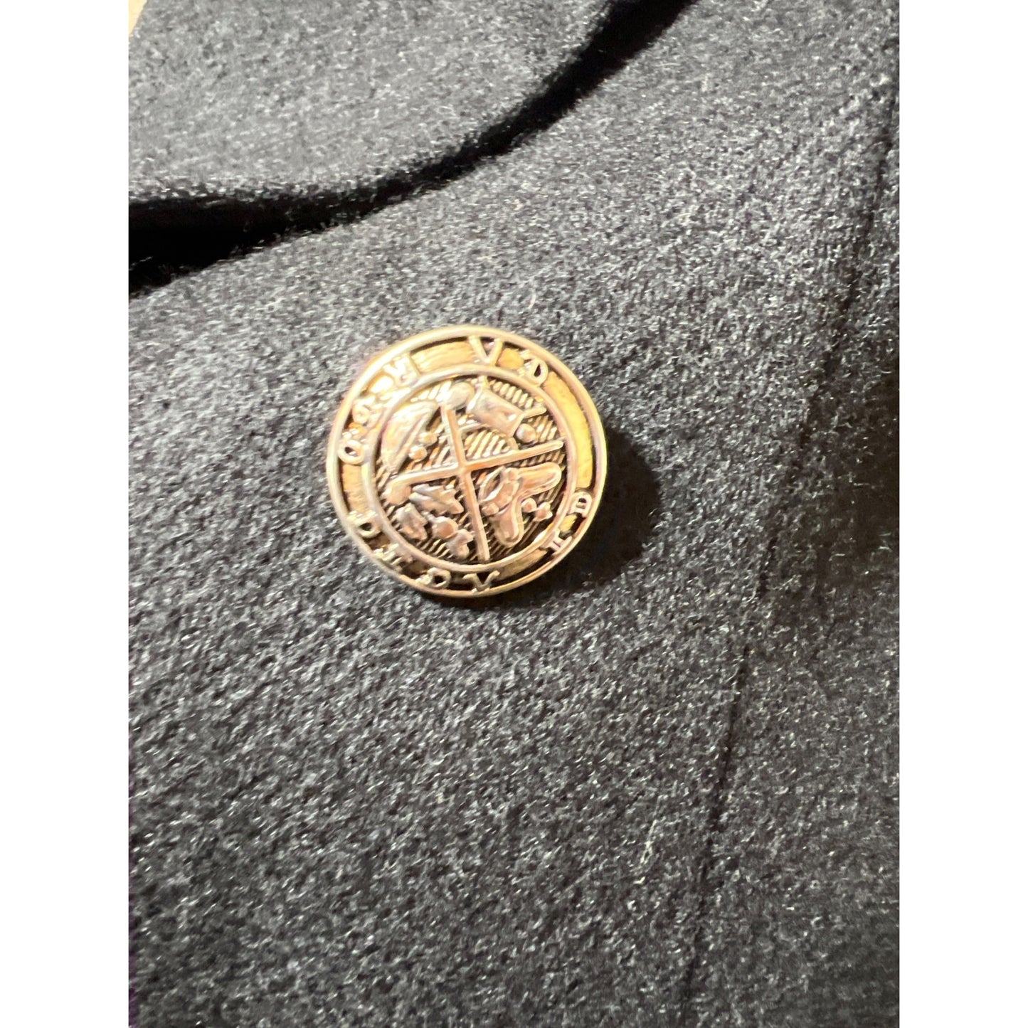 Stephanie Andrews Vintage 80's Black Double-Breasted Blazer With Gold Crest Buttons Size 12