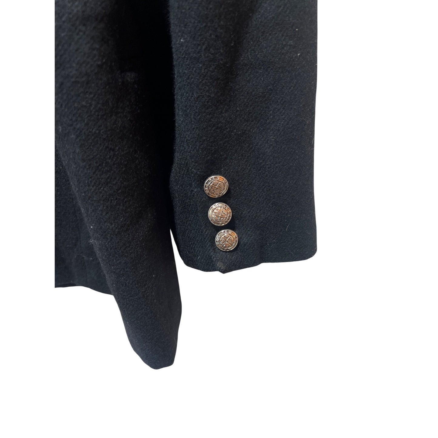 Stephanie Andrews Vintage 80's Black Double-Breasted Blazer With Gold Crest Buttons Size 12