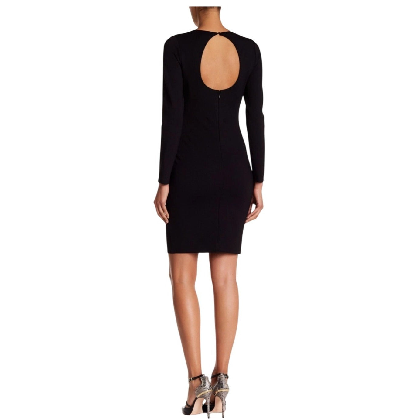 Halston Heritage Black Long Sleeve Cutout Bodycon Cocktail Dress