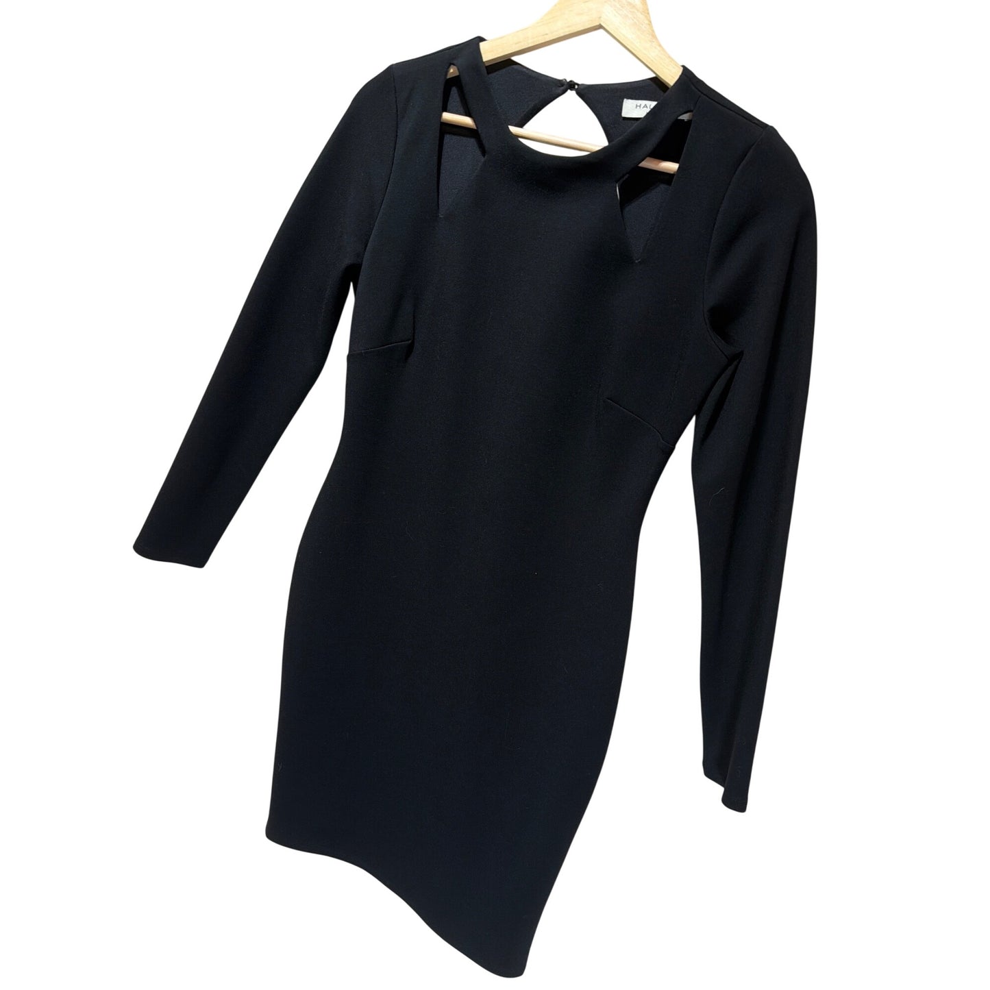 Halston Heritage Black Long Sleeve Cutout Bodycon Cocktail Dress
