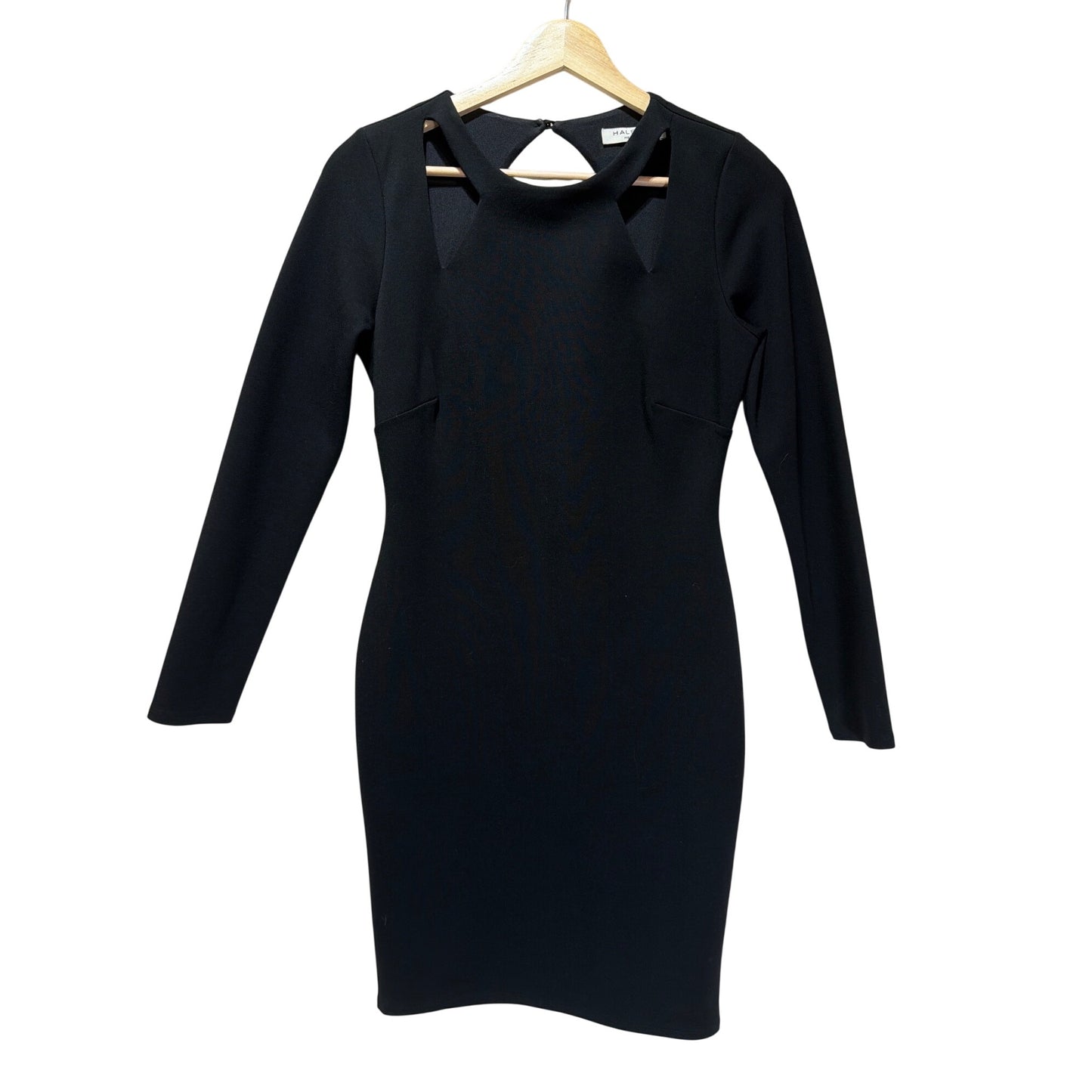 Halston Heritage Black Long Sleeve Cutout Bodycon Cocktail Dress